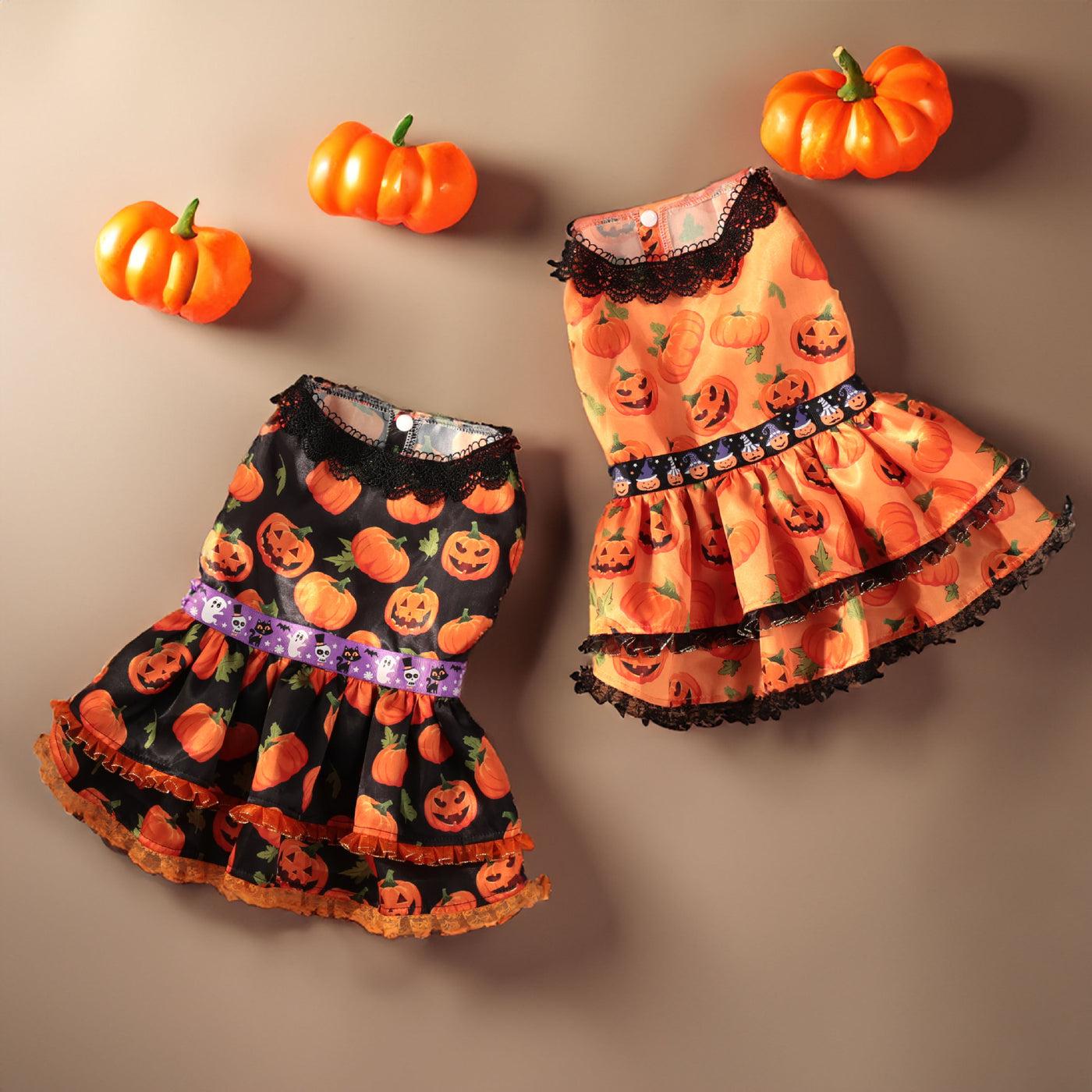 Sweet Lace Halloween Pumpkin Dog Cat Dress | Softosy Pet Boutique