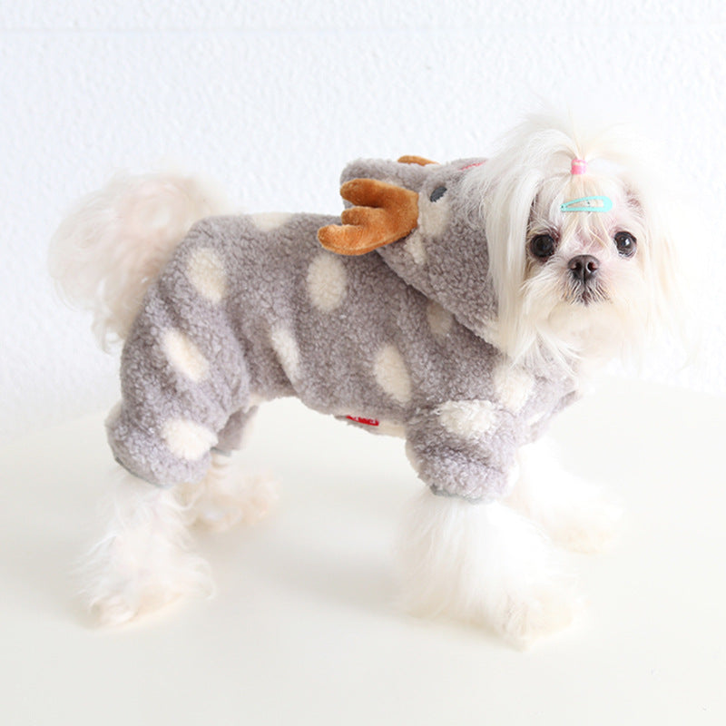 Christmas Polka Dot Elk Shaped Dog Jumpsuits