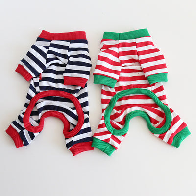 Christmas Tree Striped Dog Jumpsuits