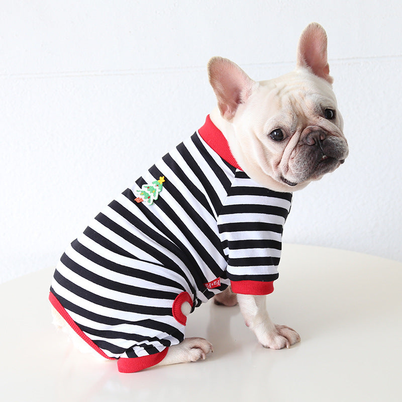 Christmas Tree Striped Dog Jumpsuits