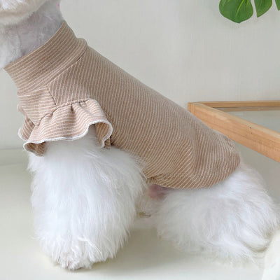 Striped Ruffled Sleeves Soft Dog Cat Vest