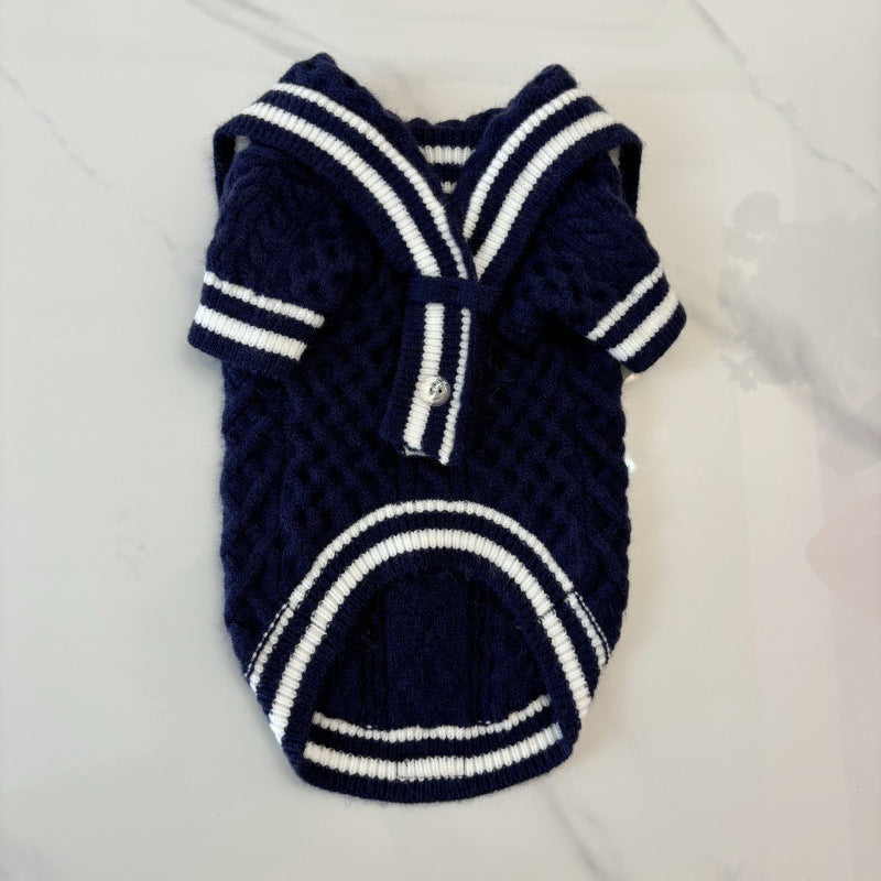 Sailor Suit Pattern Knitted Dog Cat Sweater