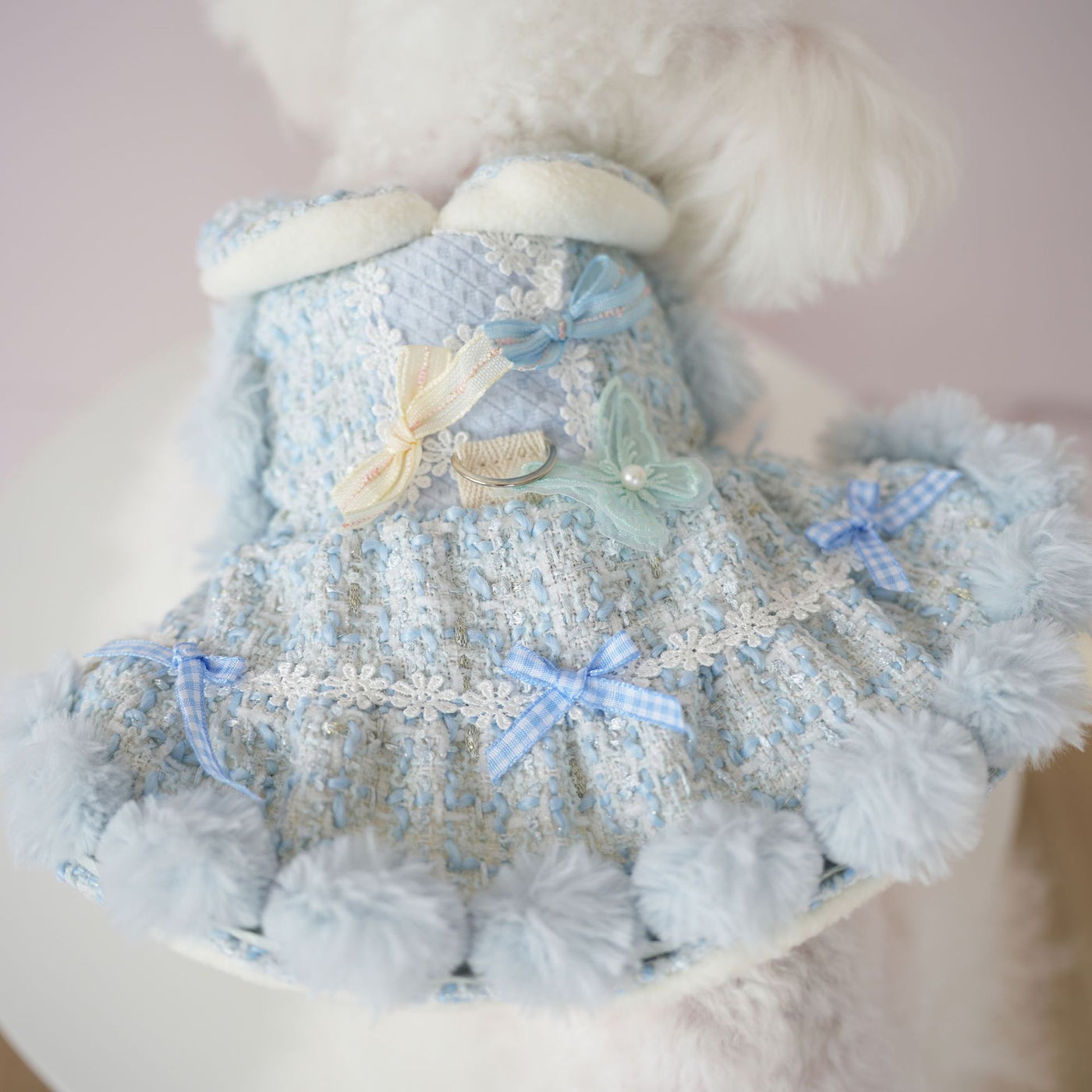 Fleece Bow Butterfly Decor Sweet Dog Jacket Dress