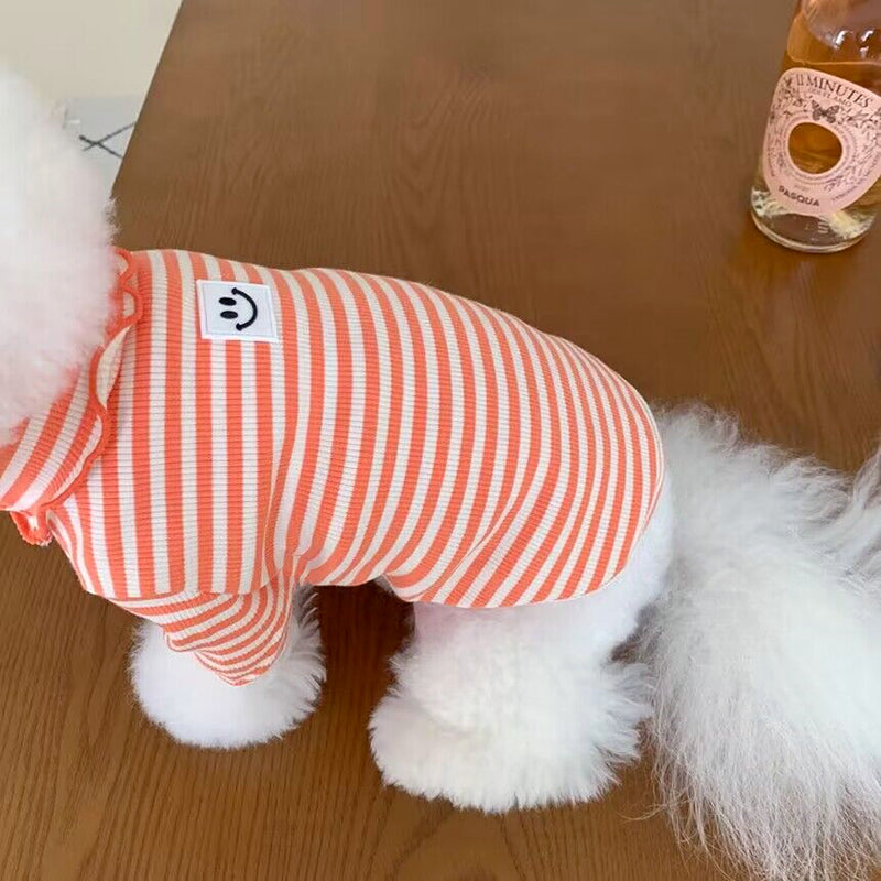 Smile Face Striped Two Legs Dog Clothes