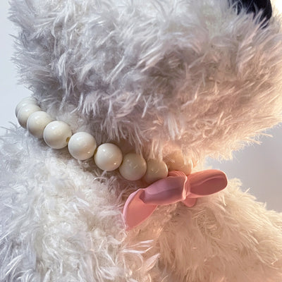 Pink Bow Bead Dog Cat Necklace