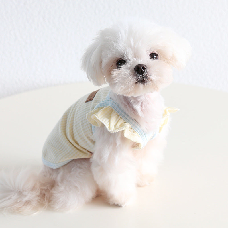 Cotton Sweet Ruffled Sleeves Dog Cat Vest