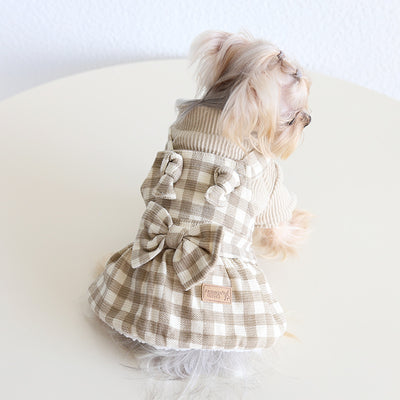 Plaid Buttoned Fleece Dog Cat Dress/Jumpsuits