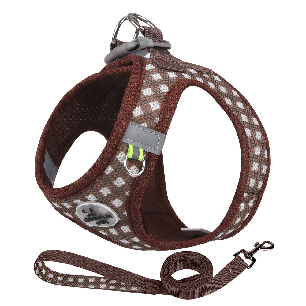 Plaid Pattern Breathable Dog Harness&Leash