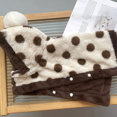 Polka Dot Printed Warm Dog Cat Blanket Cloak