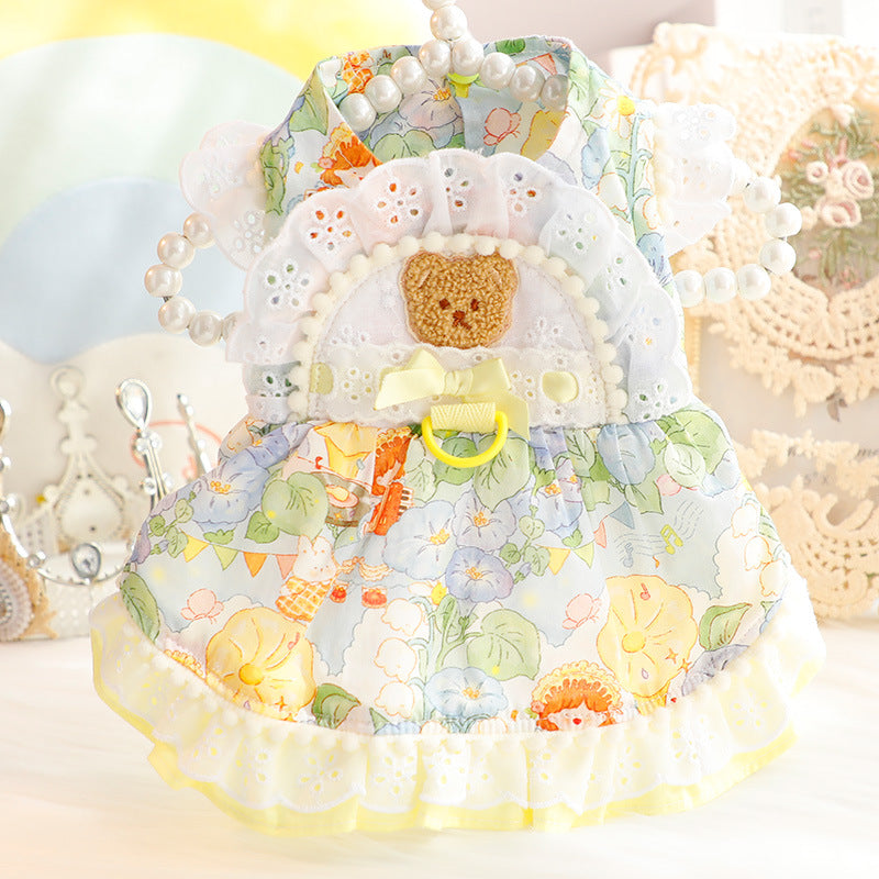 Bear Head Tulips Dog Cat Harness Dress