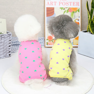 Heart Printed Cotton Dog Jumpsuits Pajama