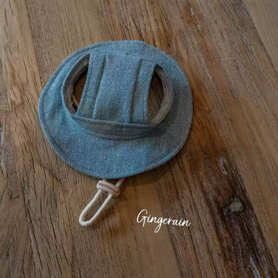 Denim Sweet Bow Dog Harness Leash/Hat