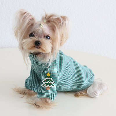 Christmas Tree Striped Dog Cat T-shirt/Vest