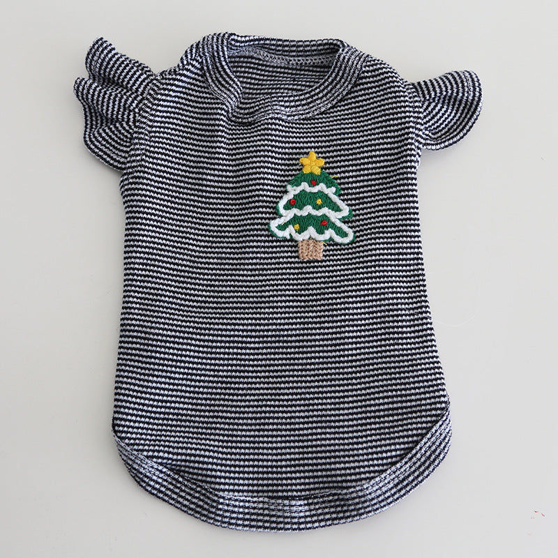 Christmas Tree Striped Dog Cat T-shirt/Vest