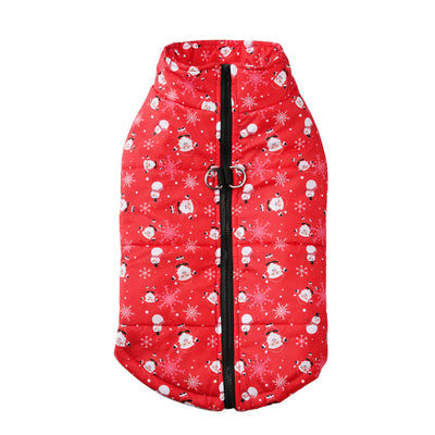 Warm Santa Pattern Printed Dog Jacket Vest