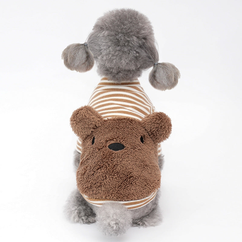 Furry Bear Striped Two-Legged Dog Clothes