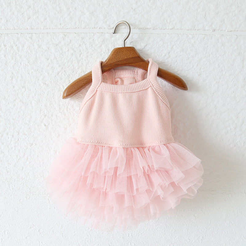 Solid Color Layered Dog Cat Lace Tutu Dress