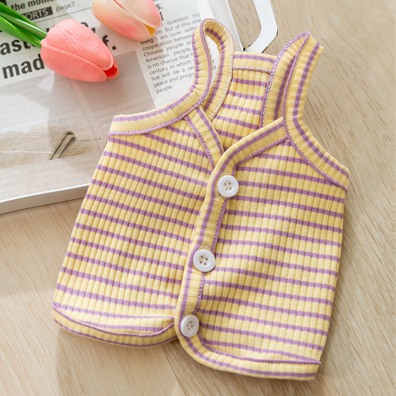 Breathable Striped Buttoned Dog Vest