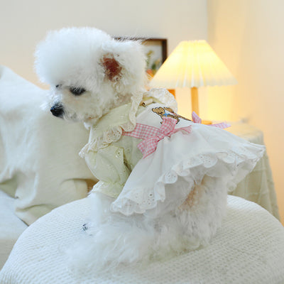 Sweet Bear Lace Bow Dog Dress Harness
