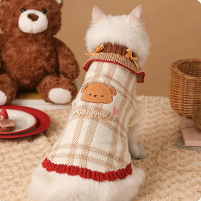 Sweet Bear Rabbit Pattern Plaid Dog Cat Sweater