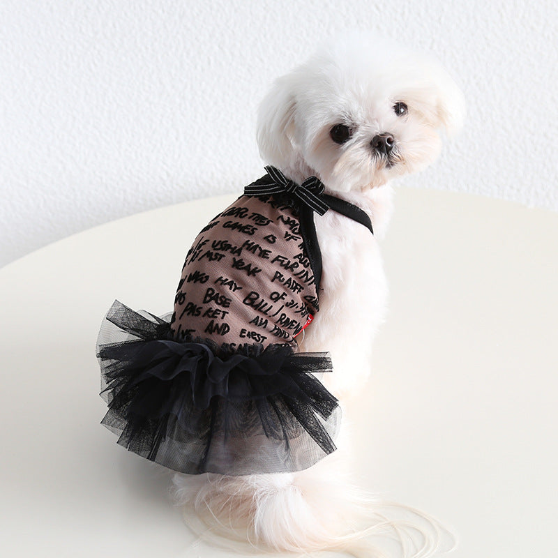 Sweet Letter Printed Lace Dog Cat Dress