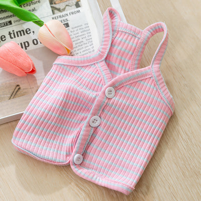 Breathable Striped Buttoned Dog Vest