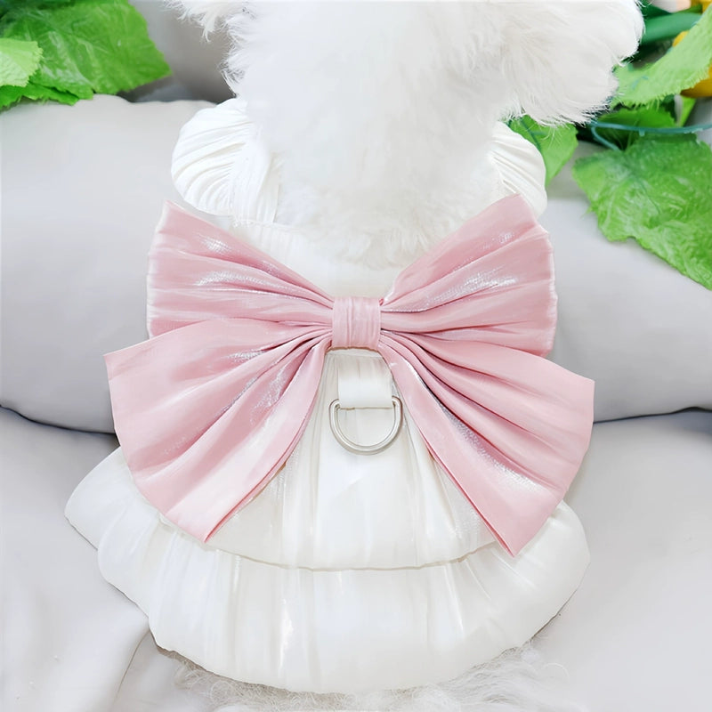 Bowknot Lace Collar Dog Harness Dress