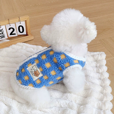 Fleece Checkerboard Dog Cat Jacket Vest