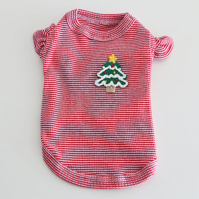 Christmas Tree Striped Dog Cat T-shirt/Vest