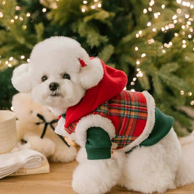 Christmas Plaid Buttoned Fleece Dog Cat Jacket