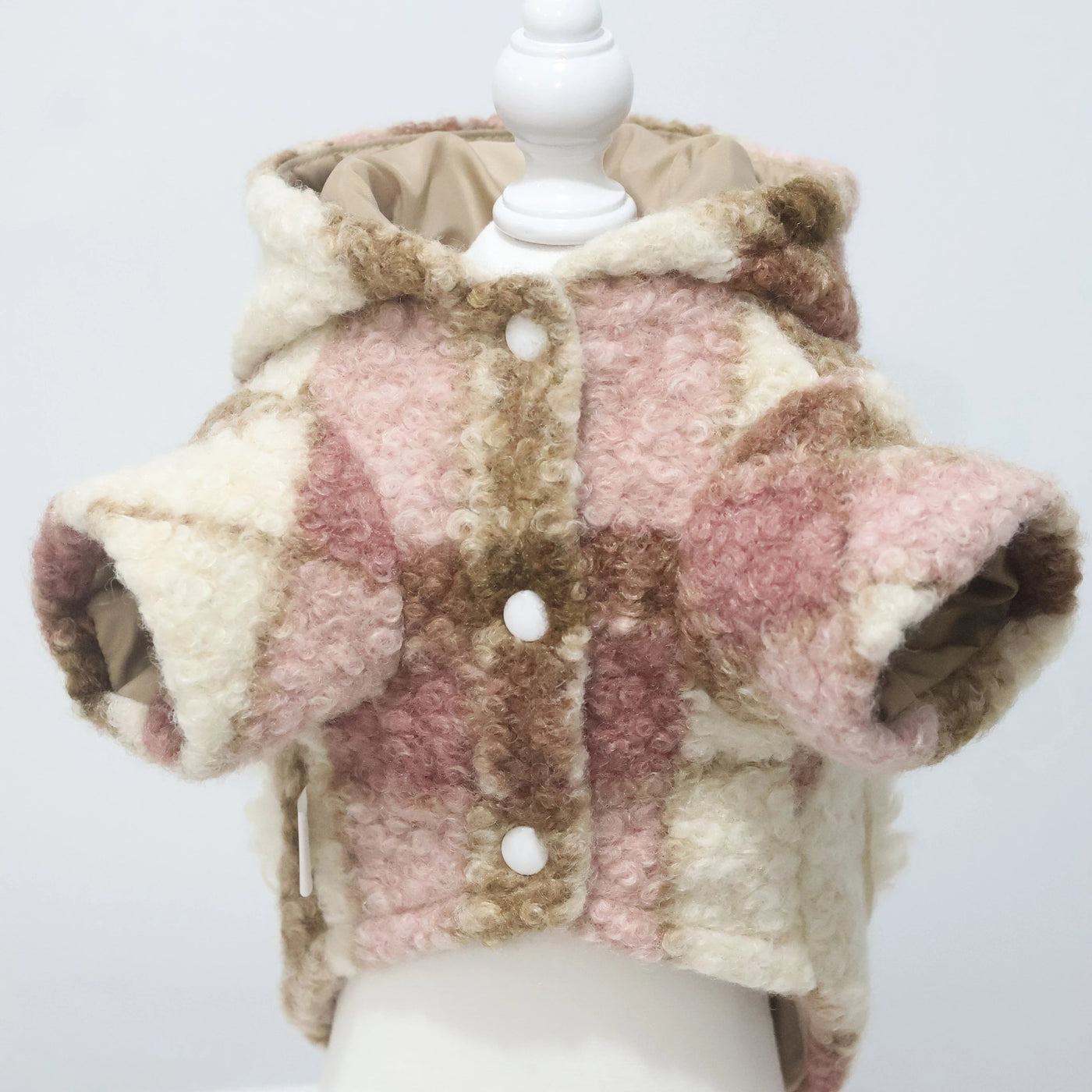 Pocket Design Fleece Plaid Dog Hooded Jacket