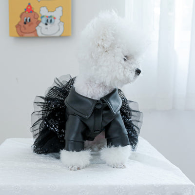 Black Faux Fur Dog Cat Jacket/Dress