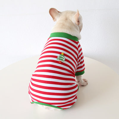 Christmas Tree Striped Dog Jumpsuits