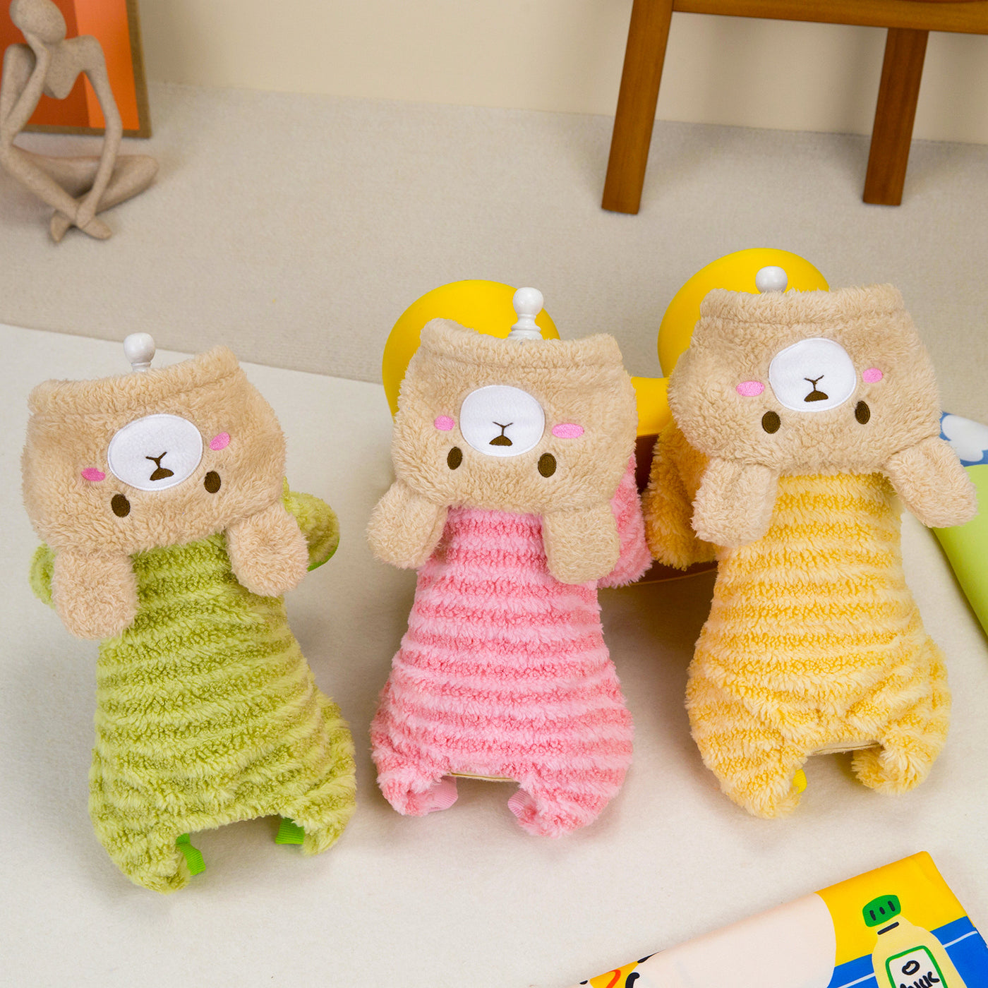 Fleece Striped Bear Head Hooded Dog Jumpsuits