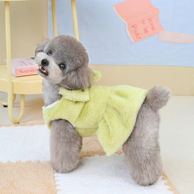 Fleece Solid Color Bowknot Dog Cat Harness Dress