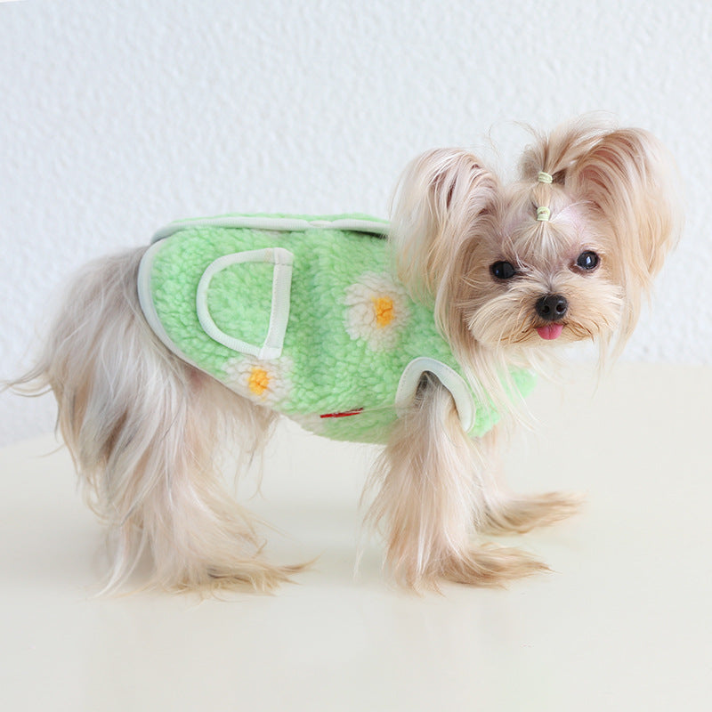 Sweet Flower Fleece Warm Dog Cat Jacket Vest