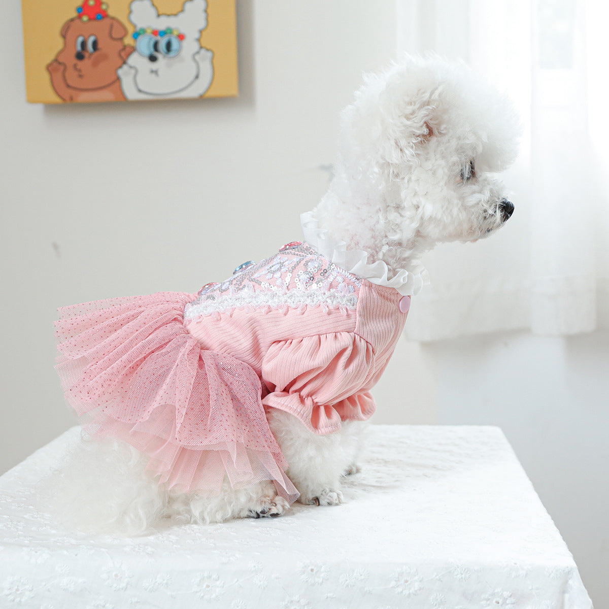 Heart Flower Dog Cat Princess Dress