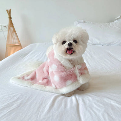 Polka Dot Printed Warm Dog Cat Blanket Cloak