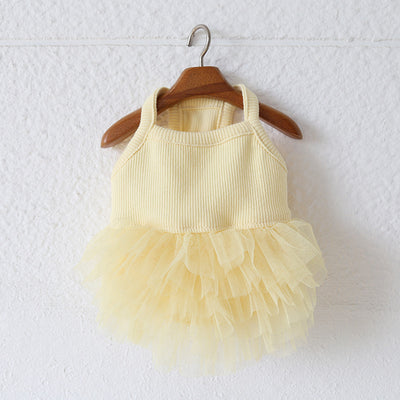 Solid Color Layered Dog Cat Lace Tutu Dress