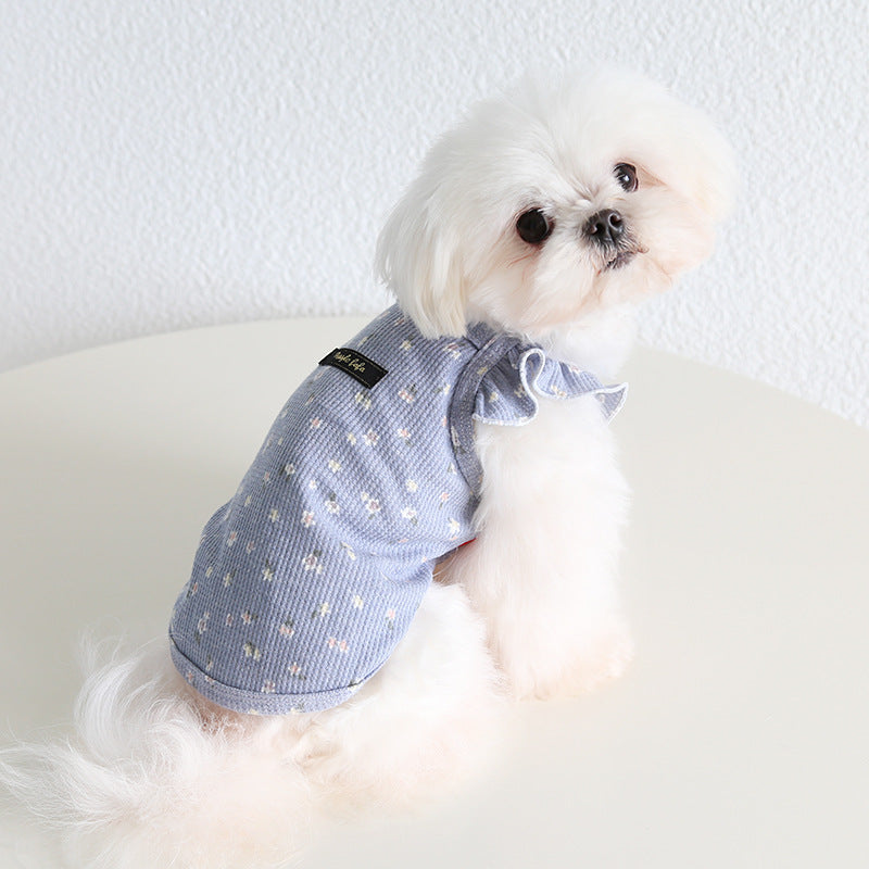 Floral Layered Sleeves Dog Cat Vest