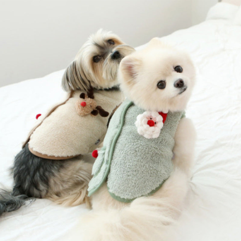 Santa Decor Fleece Pocket Dog Cat Jacket Vest