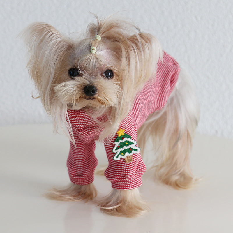 Christmas Tree Striped Dog Cat T-shirt/Vest