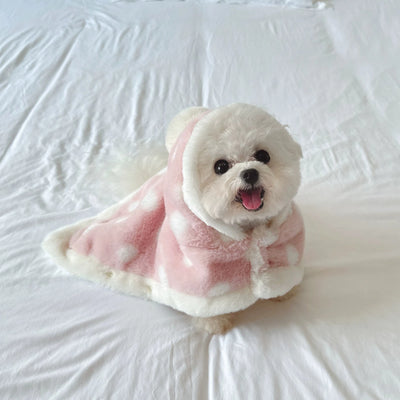 Polka Dot Printed Warm Dog Cat Blanket Cloak