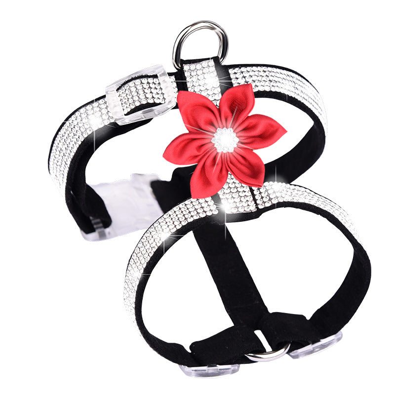 Bling Flower Decor Dog Harness