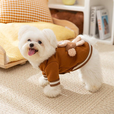 Fleece Bear Decor Dog Cat Harness Hoodie