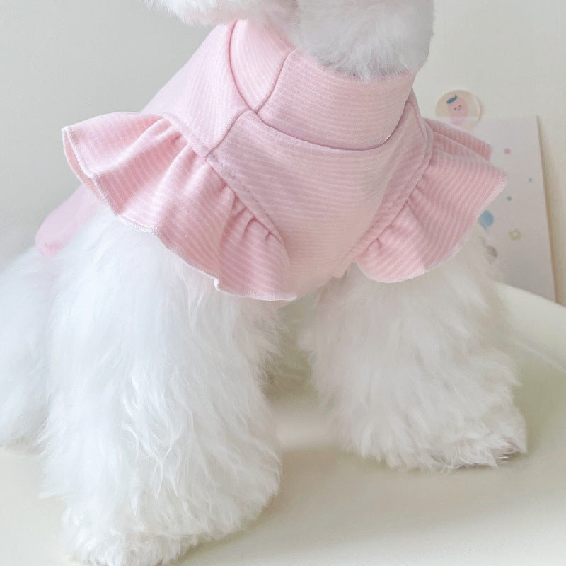 Striped Ruffled Sleeves Soft Dog Cat Vest