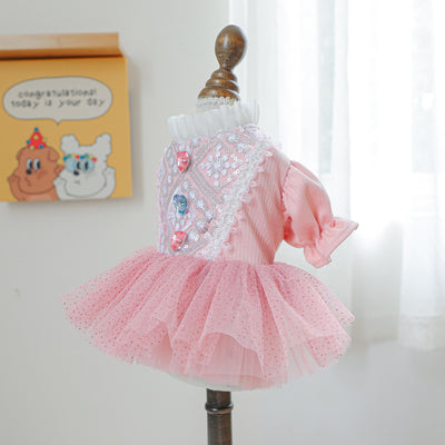 Heart Flower Dog Cat Princess Dress