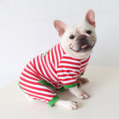 Christmas Tree Striped Dog Jumpsuits