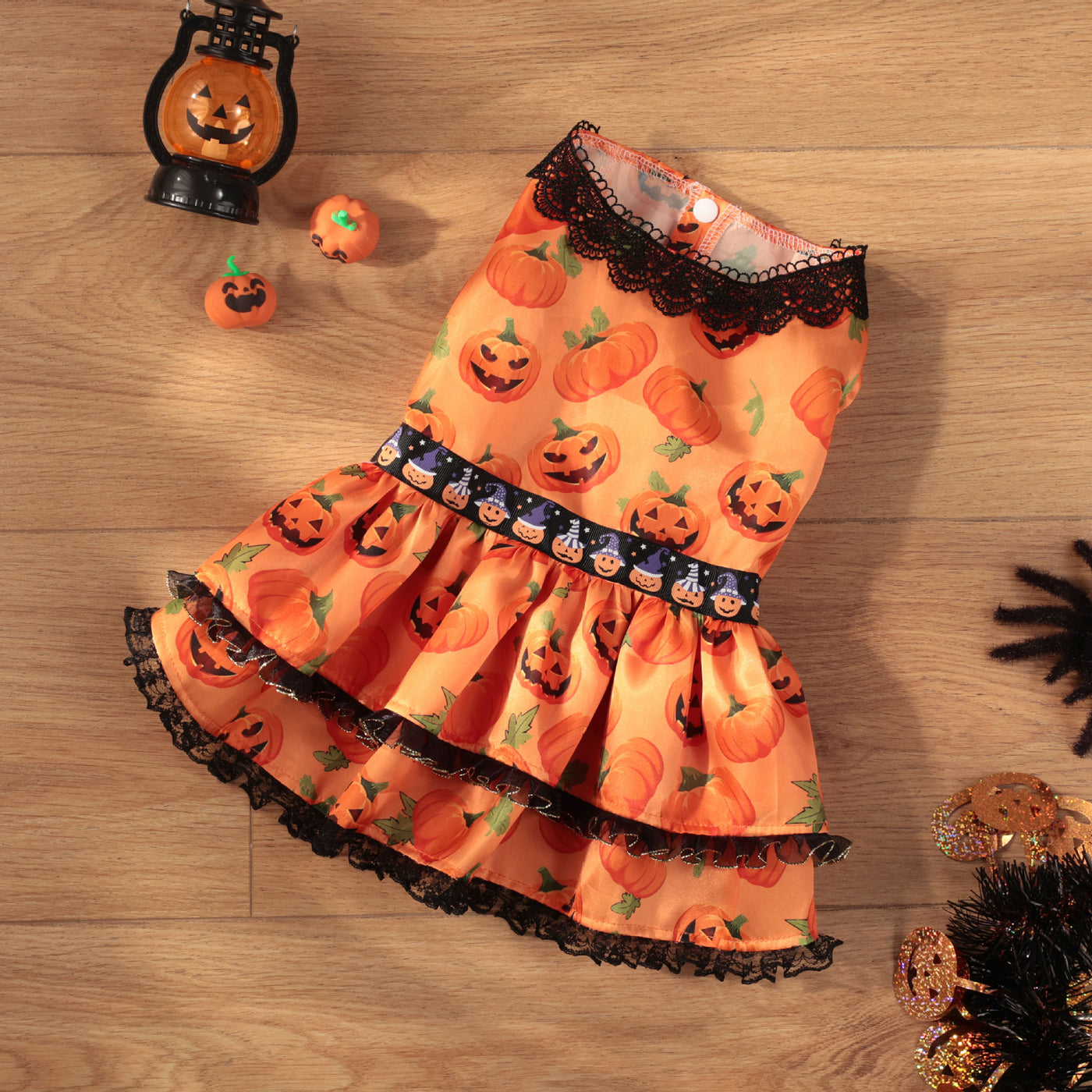 Sweet Lace Halloween Pumpkin Dog Cat Dress | Softosy Pet Boutique