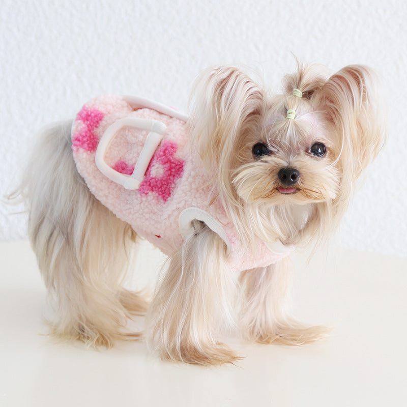 Sweet Flower Fleece Warm Dog Cat Jacket Vest